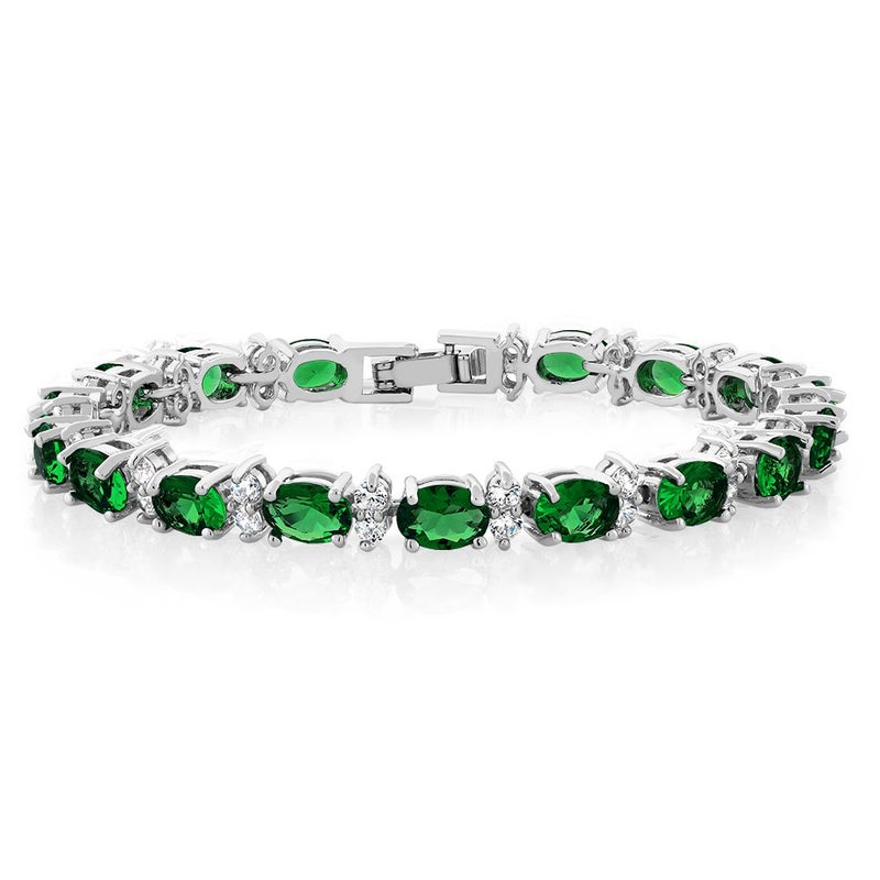 Gem Stone King 20.00 Ct Gorgeous Oval and Round 7 Inch Sparkling Cubic Zirconia CZ Tennis Bracelet For Women - Image 1